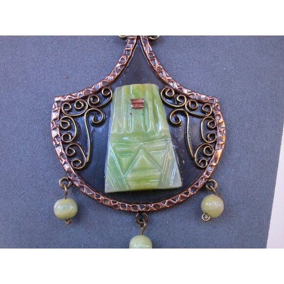 Vintage Mexican Aztec/Mayan Face Pendant Necklace - Picture 4 of 6